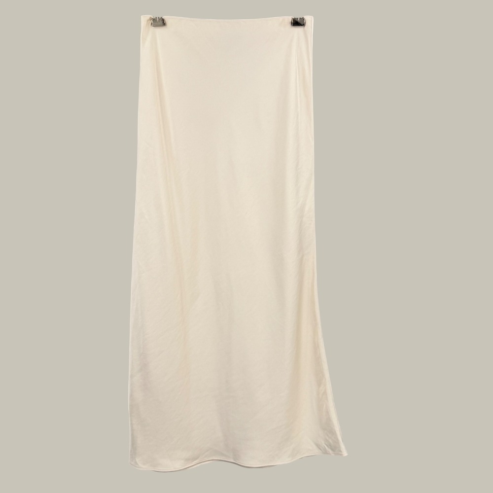 Saint Art Maxi Skirt Size XS Cream Satin Viscose Blend Pull On Bias Cut